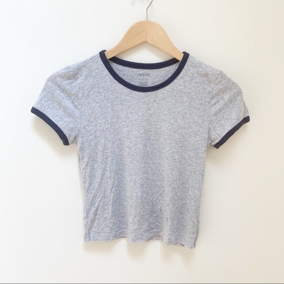 aerie Tops - aerie gray ribbed crop top S